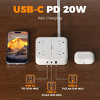 TESSAN PD 20W Surge Protector Extension Cord 5Ft, Flat Plug Power Strip