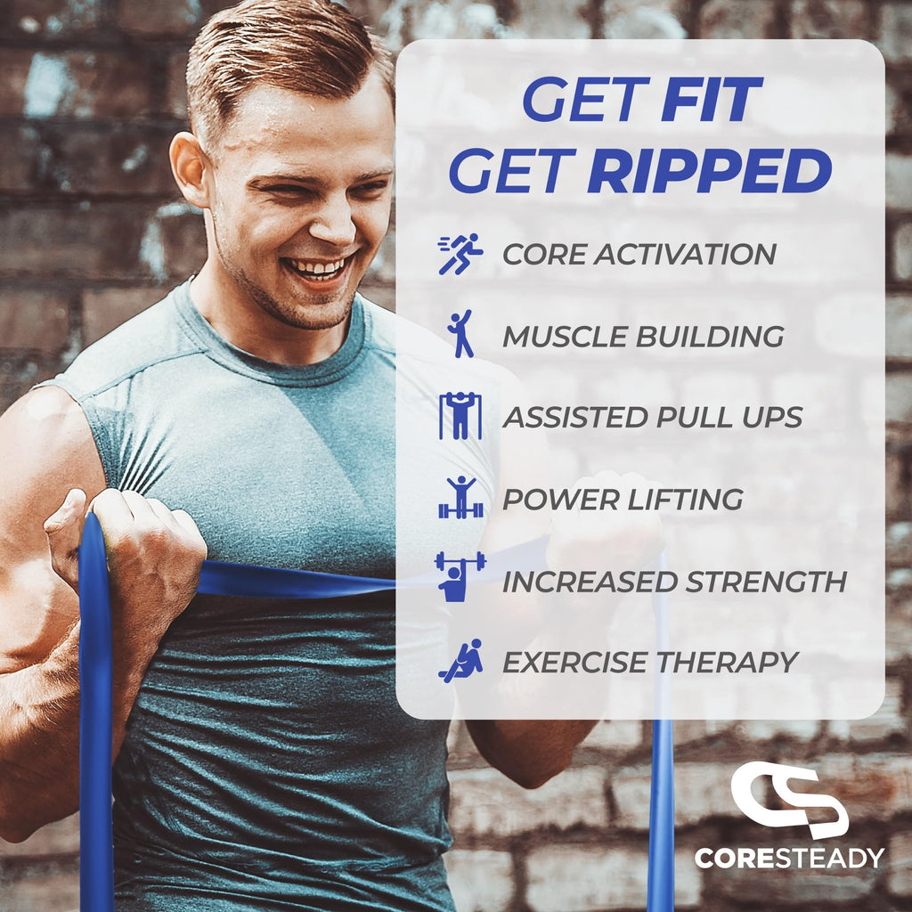 Coresteady Pull Up Bands & Resistance Bands - Heavy Duty Loop Band for Men & Women - Build Fit Power & Muscle - Training, Fitness Assist Pull Ups & Gym Exercise