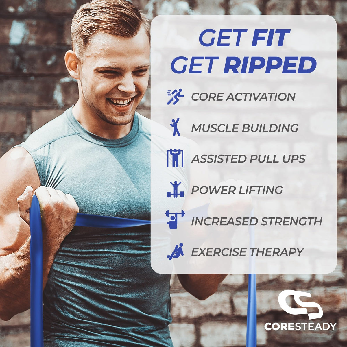 Coresteady Pull Up Bands & Resistance Bands - Heavy Duty Loop Band for Men & Women - Build Fit Power & Muscle - Training, Fitness Assist Pull Ups & Gym Exercise