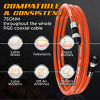 G-PLUG 40FT RG6 Coaxial Cable Extender - Coax Cable Cord, Triple Shielded