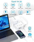 Extension Cord 10 Ft, Ultra Thin Flat Plug Power Strip Surge Protector