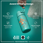 ION8 Lightweight Steel Kids Water Bottle, 400ml/13oz, Purple Unicorns