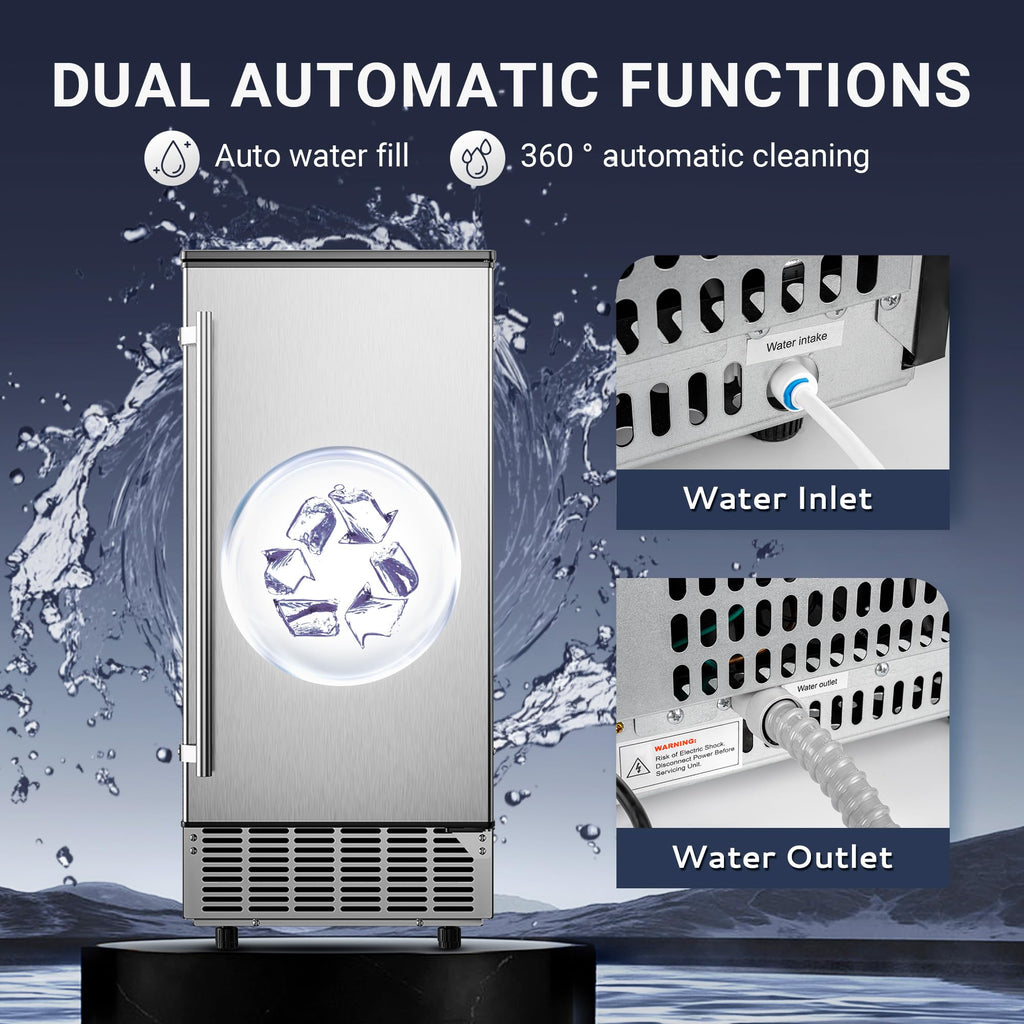 EUHOMY Nugget Ice Maker Countertop with Handle, Max 40lbs Daily Sonic Ice