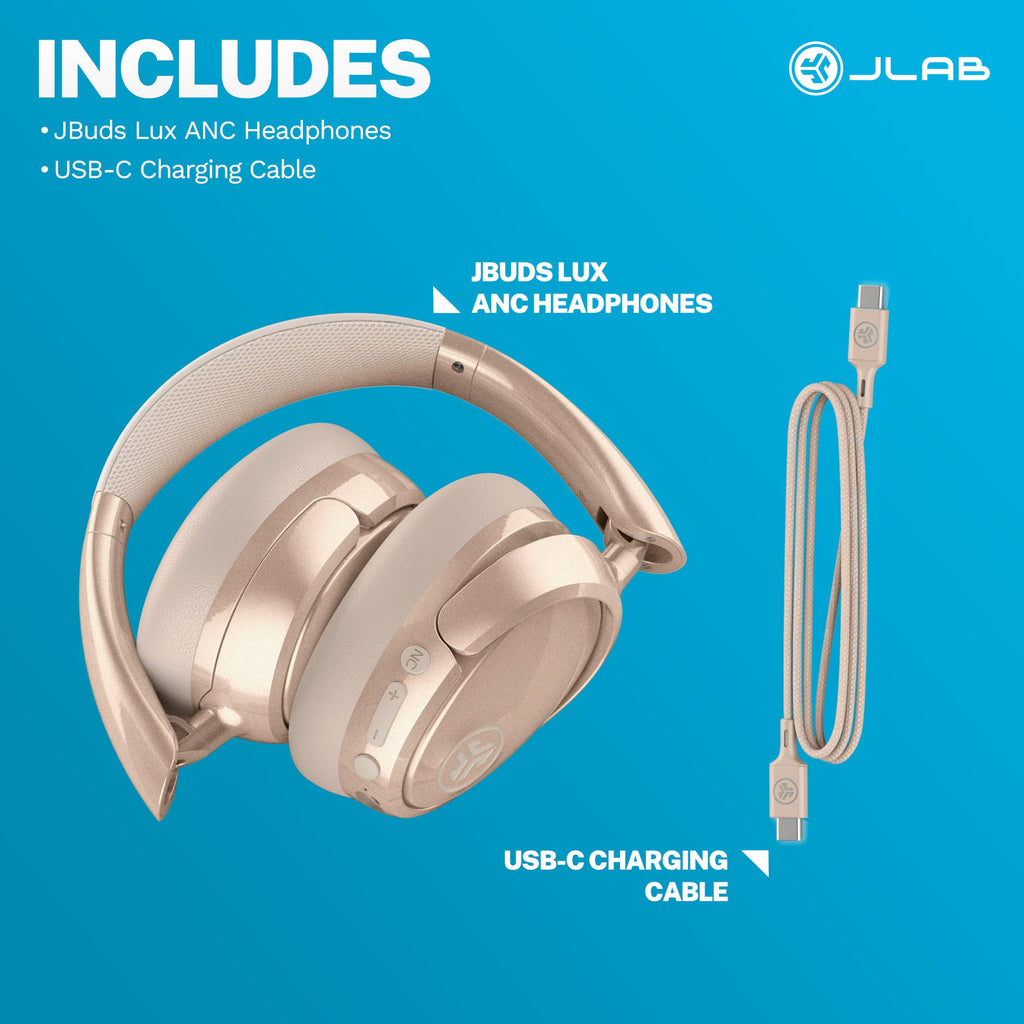 JLab JBuds Lux ANC Wireless Over-Ear Headphones, Mauve