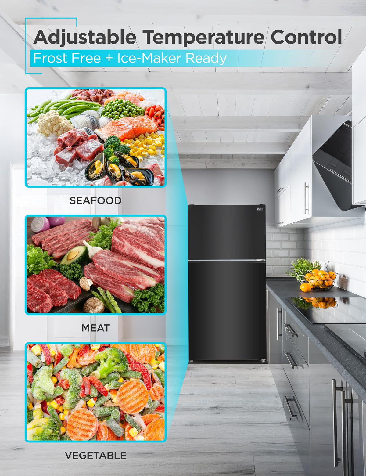BLACK+DECKER 18.1 Cu. Ft. Top Mount Refrigerator with Ice Maker, BR1810HIMB