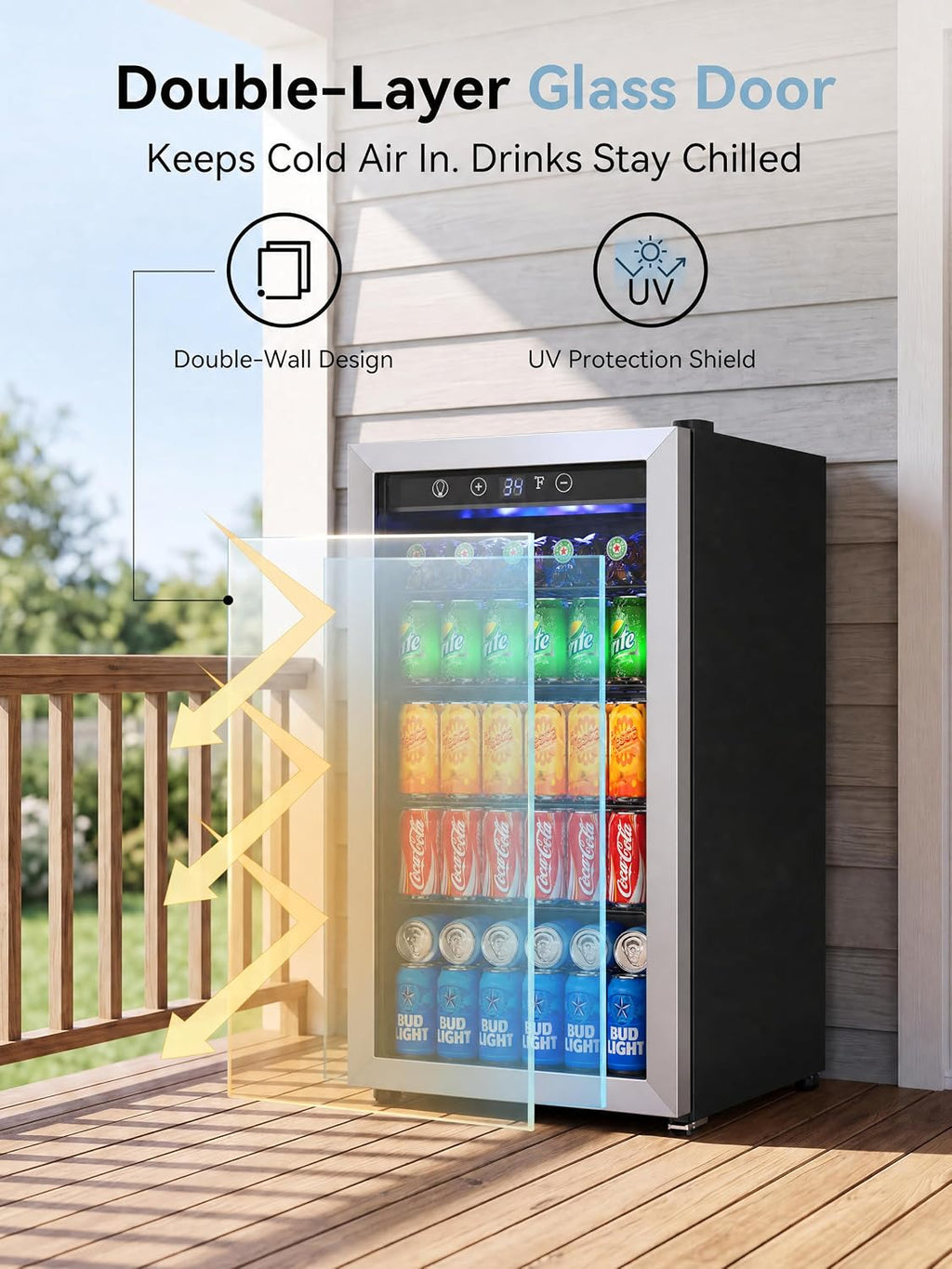 Icyglee 126 Can Mini Fridge, 3.2 Cu.Ft Beverage Refrigerator, Drink Cooler