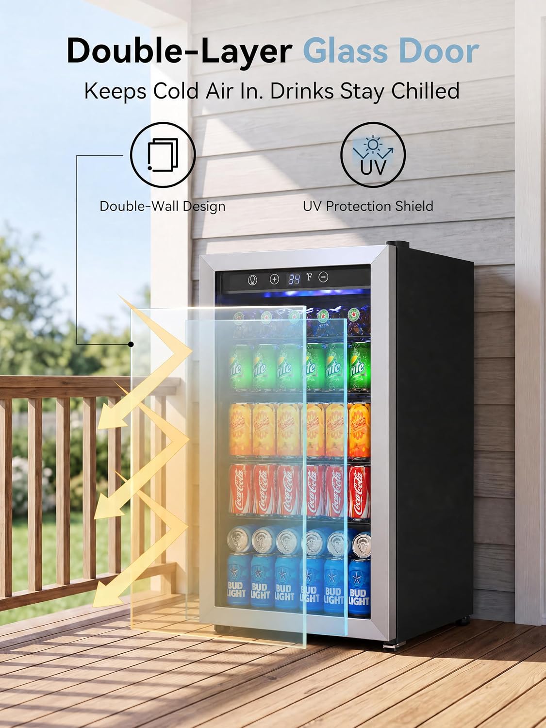 Icyglee 126 Can Mini Fridge, 3.2 Cu.Ft Beverage Refrigerator, Drink Cooler