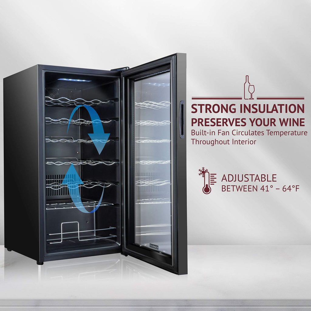 SCHMÉCKÉ 12 Bottle Compressor Wine Cooler Refrigerator w/Lock - Large Freestanding Wine Cellar For Red, White, Champagne or Sparkling Wine - 41f-64f Digital Temperature Control Fridge Stainless Steel