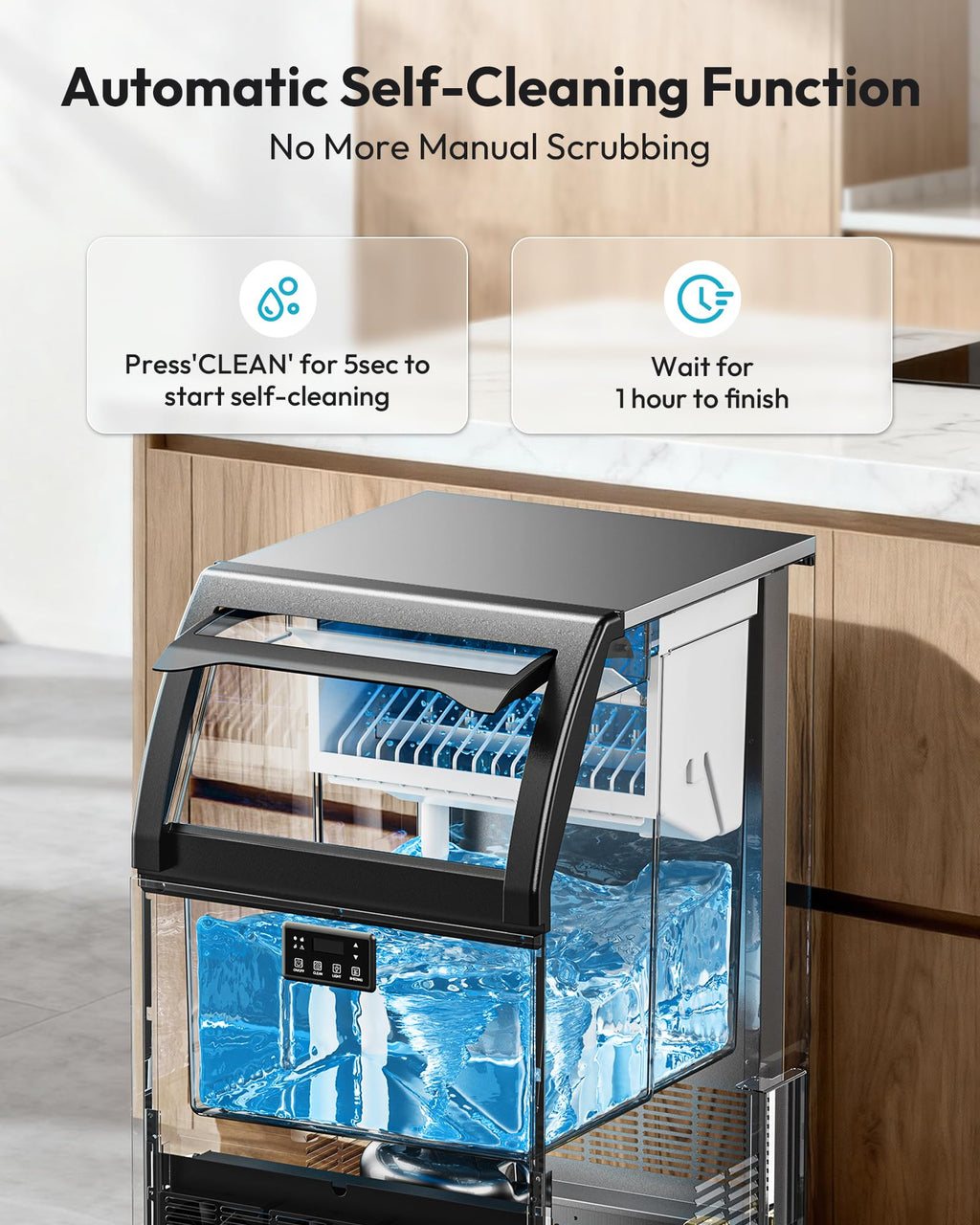 EUHOMY 15" Under Counter Ice Maker, 90lbs/24H, 24lb Bin, Gravity Drainage
