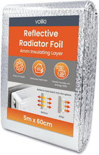 Radiator Foil 5m x 60cm - 1 Pack Folded Radiator Reflector Panels for Enhance Heat Efficiency - Energy Saving Insulation Foil and Radiator Heat Deflector for Home Heating with Adhesive Pads