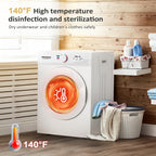 ROVSUN 110V Portable Clothes Dryer, High End Laundry Front Load Tumble Dryer Machine with Stainless Steel Tub & Simple Control Knob for Apartment, Dorm-850W, White