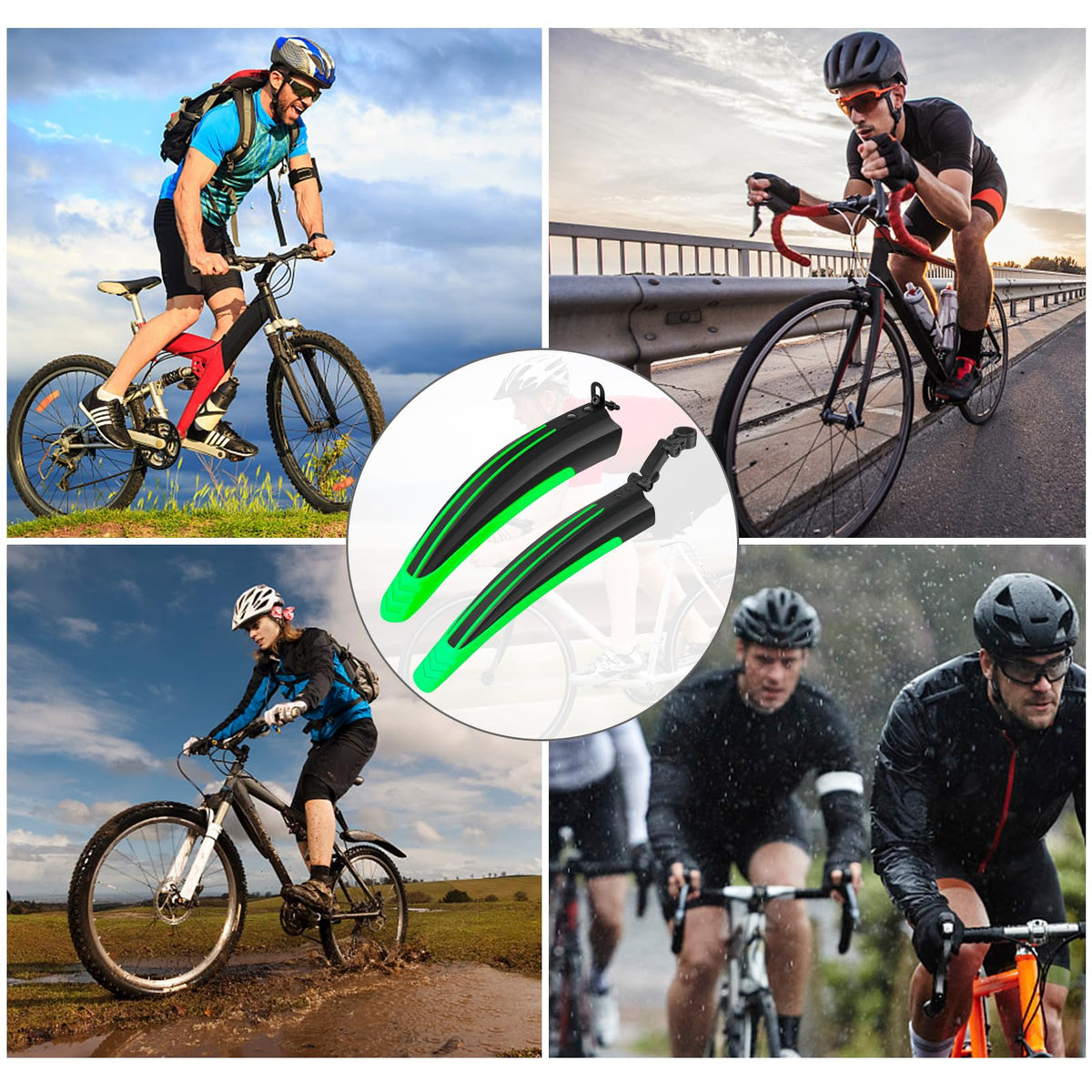 Bike Mudguard Set, Portable Adjustable Road Mountain Bike Bicycle Cycling Tires Front and Rear Mud Guard Fenders for MTB Mountain Road Bike