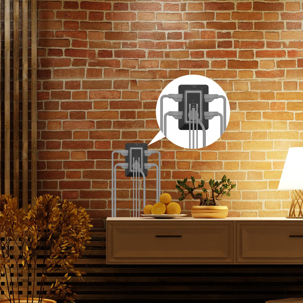 Multi Plug Wall Outlet Night Light, POWRUI 6 Outlet Extender & 3 USB Ports