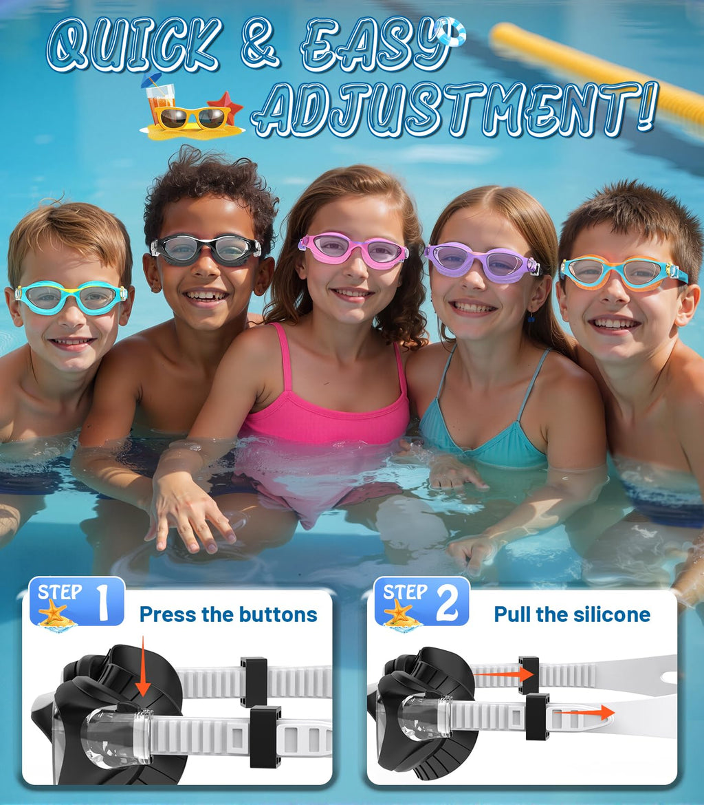 Kids Swimming Goggles for Boys & Girls Aged 6-14, Anti-Fog