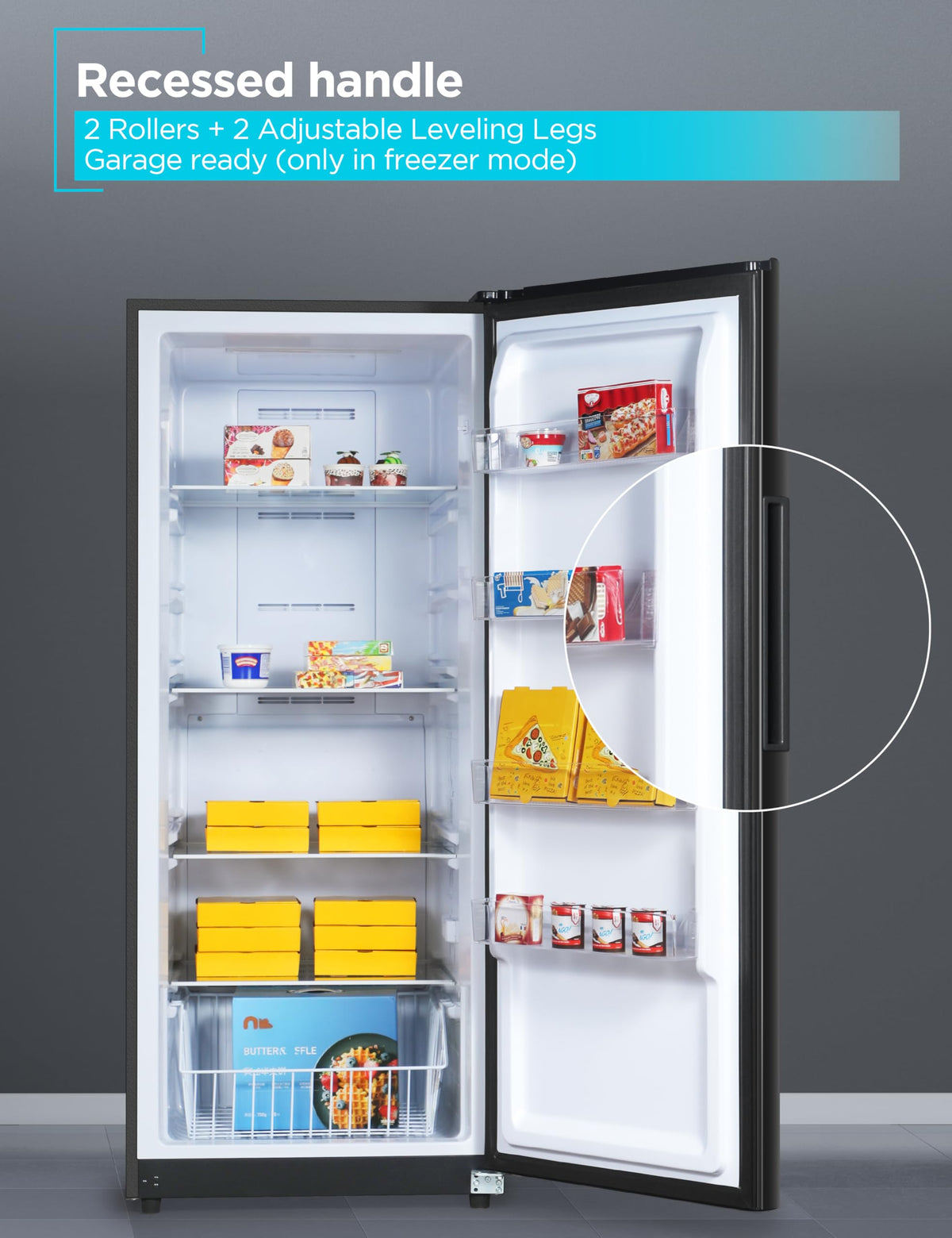 BLACK+DECKER 14 Cu. Ft. Convertible Freezer Refrigerator, Upright Freezer with Glass Shelves, ENERGY STAR rated, Frost Free, BUC1400XB, Black
