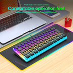 Snpurdiri 60% Wired Mechanical Gaming Keyboard, Ice Blue LED Backlit 61 Keys Mini Wired Office Keyboard for Windows Laptop PC Mac (Black-White, Red Switches)