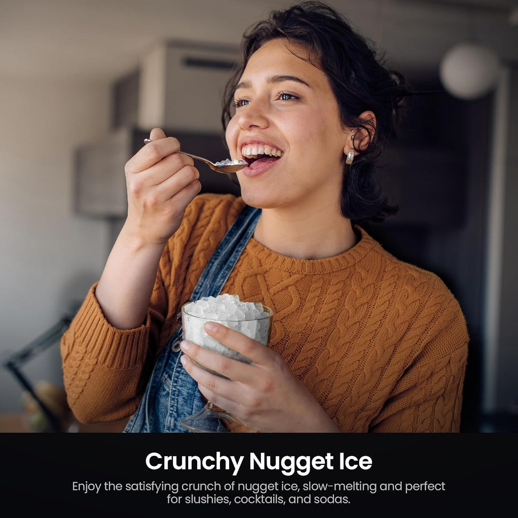 Kismile Nugget Ice Maker Countertop, 35 lbs/Day, Stainless Steel