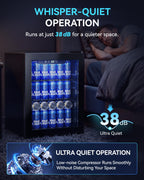 2.5 Cu.Ft Beverage Fridge, Glass Door Mini Fridge, Silver, 96 Can