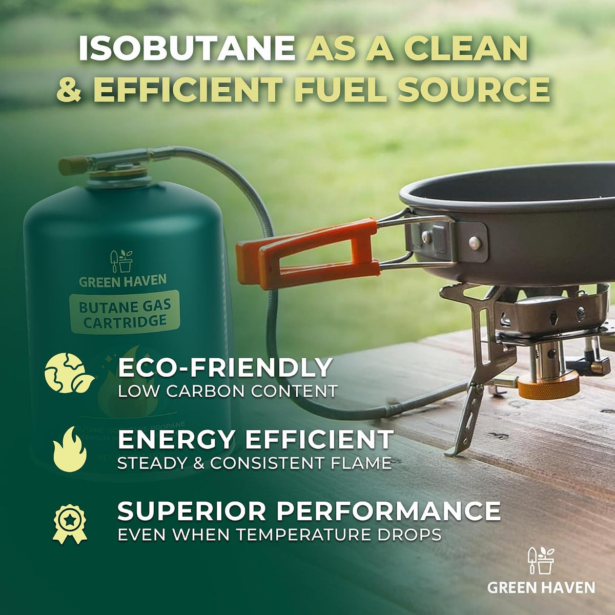 Green Haven Camping Gas Canisters | Butane Propane Mix, EN417 C500 Packs