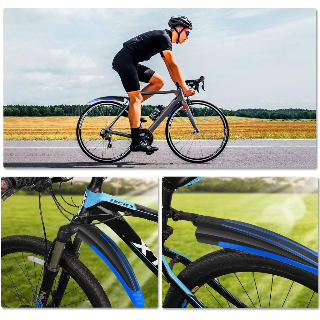 Bike Mudguard Set, Portable Adjustable Road Mountain Bike Bicycle Cycling Tires Front and Rear Mud Guard Fenders for MTB Mountain Road Bike