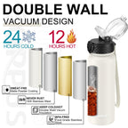 GOPPUS 600ml/20oz Stainless Water Bottle with Straw Double Wall Insulated Bottles with Strap One Hand Open Vacuum Thermal Flask with Flip Top Lid Leakproof Keep Cold Drinks BPA Free