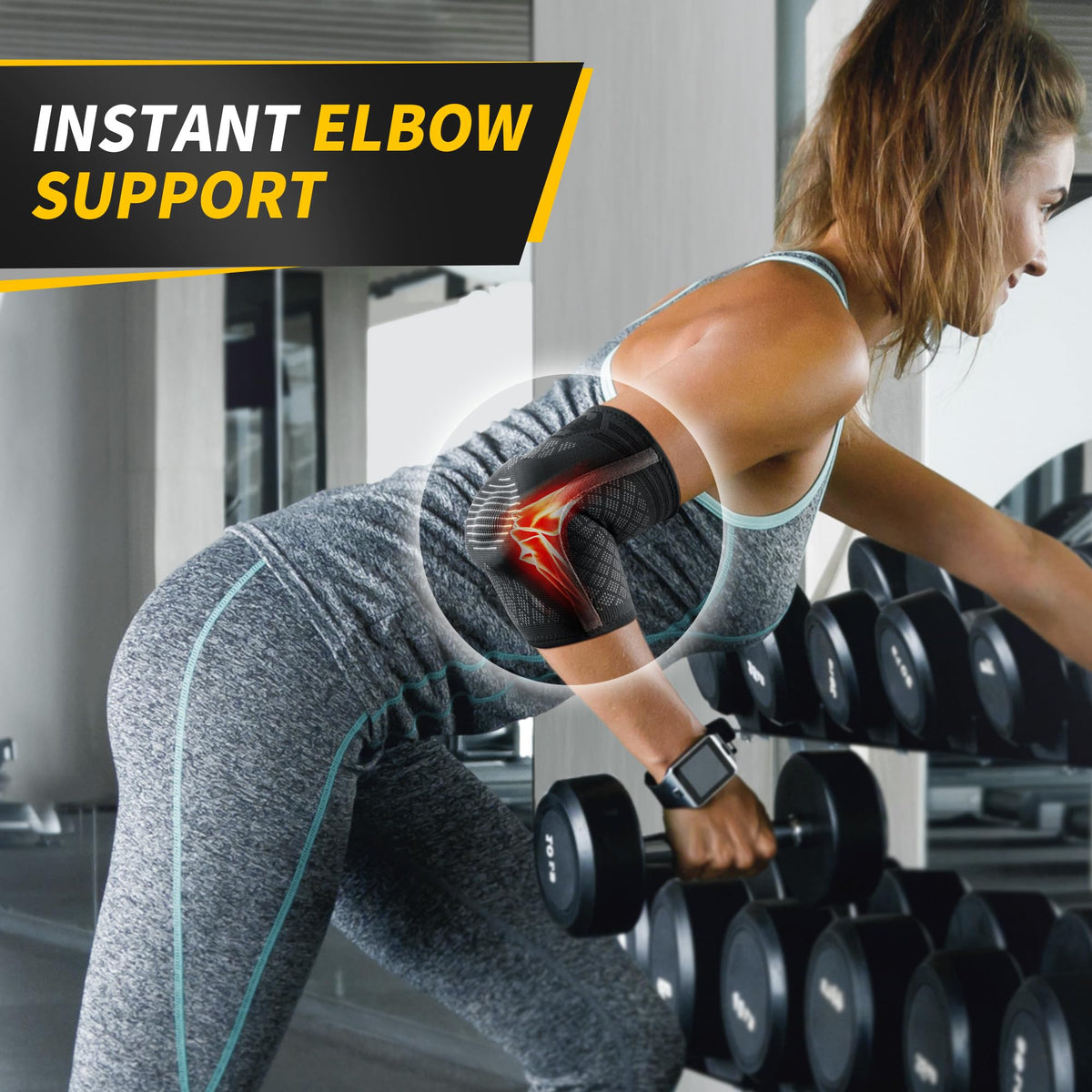 CAMBIVO Elbow Support for Men&Women 2 Pack, Upgraded Tennis Elbow Support Arm Sleeves with Gel Pad and Dual Stabilizers, Elbow Brace for Tennis, Weightlifting