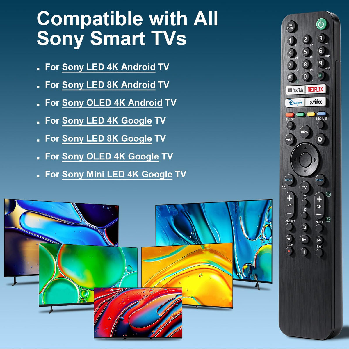 Universal Remote for All Samsung TV Remote, Replacement Compatible with All Samsung LED, LCD, QLED, HDTV, 3D Series Smart TVs (BN59-01259B)