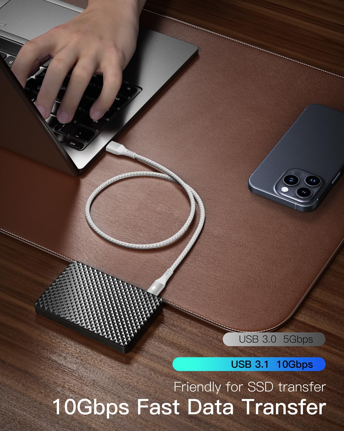 CONMDEX 2Pack USB C Fast Charging Cable - 10Gbps Data Transfer, QC3.0 3.1A Fast Charger - USB3.1 Gen2 for Samsung Note20, Galaxy S24/S23/S22/S21, Z Flip5, Pixel 9-1M-Orange