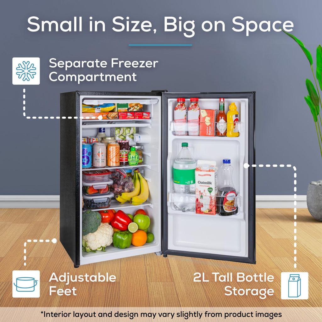 Igloo 2.6 Cu.Ft Mini Fridge with Freezer- Single Door Compact Refrigerator with Glass Shelves for Homes, Dorms & Offices- Keep Snacks, Drinks & Frozen Foods Cool with Temperature Control Fridge- White