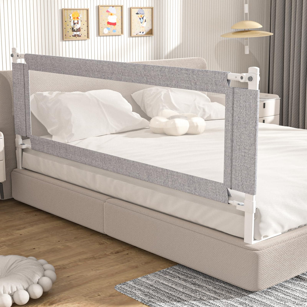 3-Piece Queen Size Bed Rail for Toddlers - Adjustable Baby Bed Rail Guard, Kids Safety Bed Rail for Queen Size Bed (78.7"x78.7"x60"-Grey)