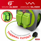 STATUS 2 Socket Cable Reel,10m Green Outdoor Extension Lead, Heavy Duty, 13 Amp, Thermal Cut Out Overload Protection, Ideal for Garden Power Tools,DIY Use, Workshop (S13A10MCR3)