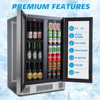 DOGHLY 0.95 Cu.Ft Mini Fridge Mirror Door for Beverages & Skincare, 24 Cans