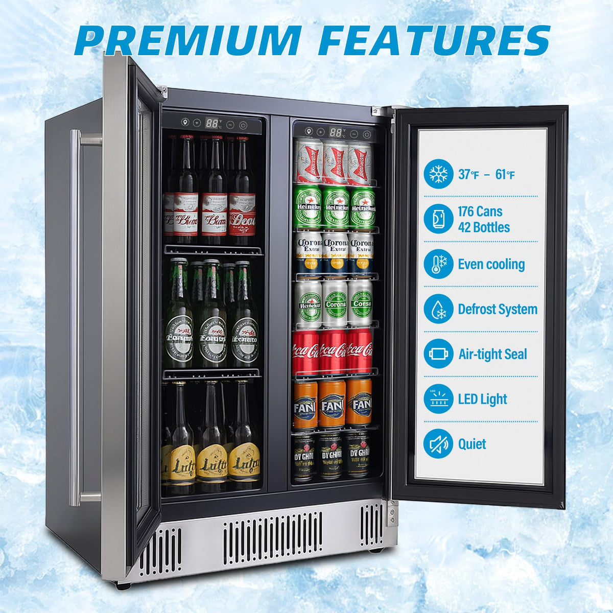 DOGHLY 0.95 Cu.Ft Mini Fridge Mirror Door for Beverages & Skincare, 24 Cans