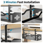 Under Desk Cable Management Tray 2 Pack, No Drill Cable Organizer With Clamp for Standing Desk, Easy to Install Cord Management System, No Damage Wire Organizer
