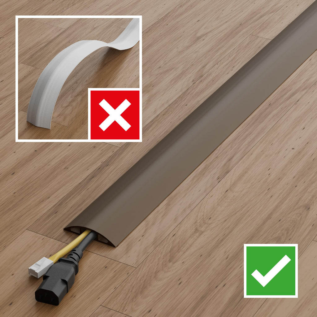 D-Line 6ft Floor Cord Cover, Cable Protector, Hide Extension Cords, Protect Cords, Prevent Cable Trips, Heavy Duty Cord Hider - Cable Cavity = 0.63" (W) x 0.31" (H) - Beige