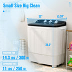Superday Portable Washing Machine, 25.4lbs Mini Washing Machine and Spin Dryer Combo, Mini Twin Tub Laundry Machine for Camping, Apartments, Dorms, College Rooms, RV, Delicates, Grey