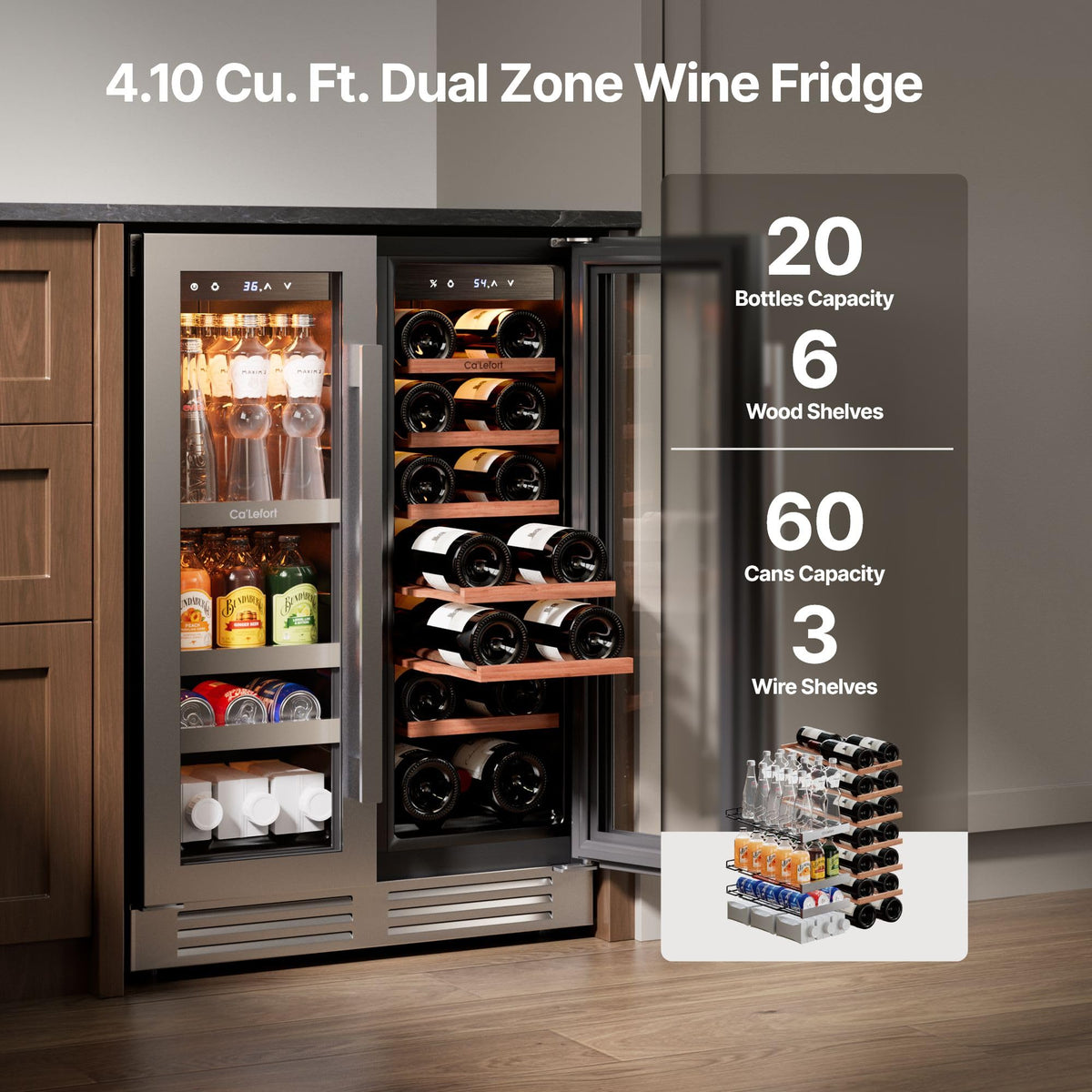 Ca'Lefort 48 Inch Wine & Beverage Refrigerator, 200 Can and 46 Bottle