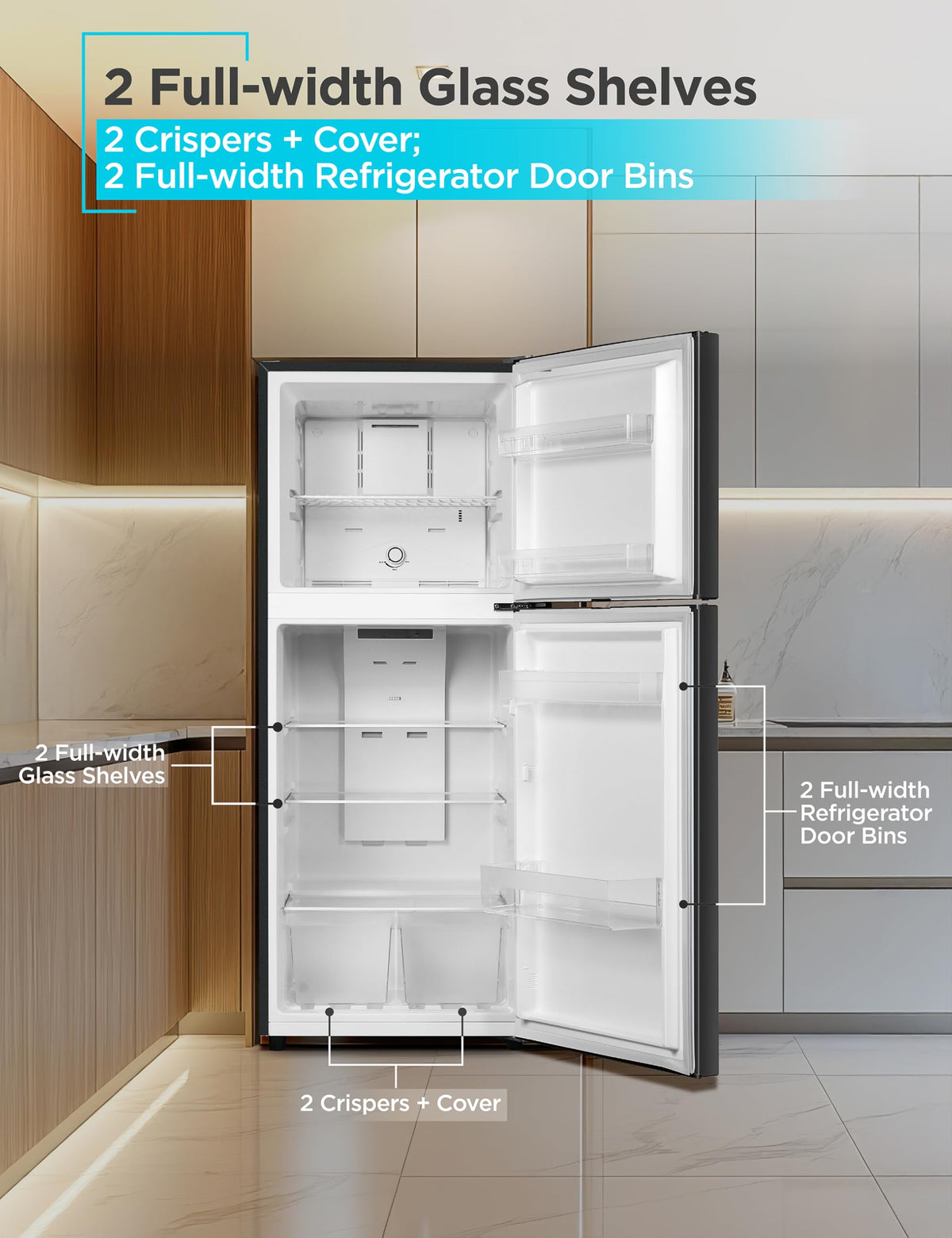 BLACK+DECKER 18.1 Cu. Ft. Top Mount Refrigerator with Ice Maker, BR1810HIMB