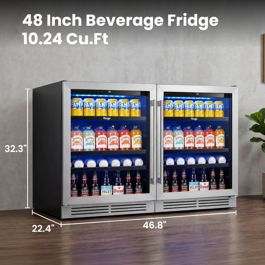 Yeego Beverage Refrigerator - 24 inch 180 Cans Beer Cooler with Glass Door