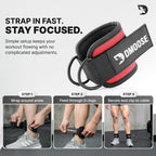 DMoose Fitness Ankle Strap for Cable Machine - One Size Fit with Premium Padding Cuffs - Cable Kickback Ankle Straps - Gym Attachments & Lower Body Exercises