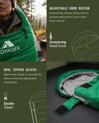 Voyager Sleeping Bag for Adults, Lightweight 3-4 Season Waterproof Camping