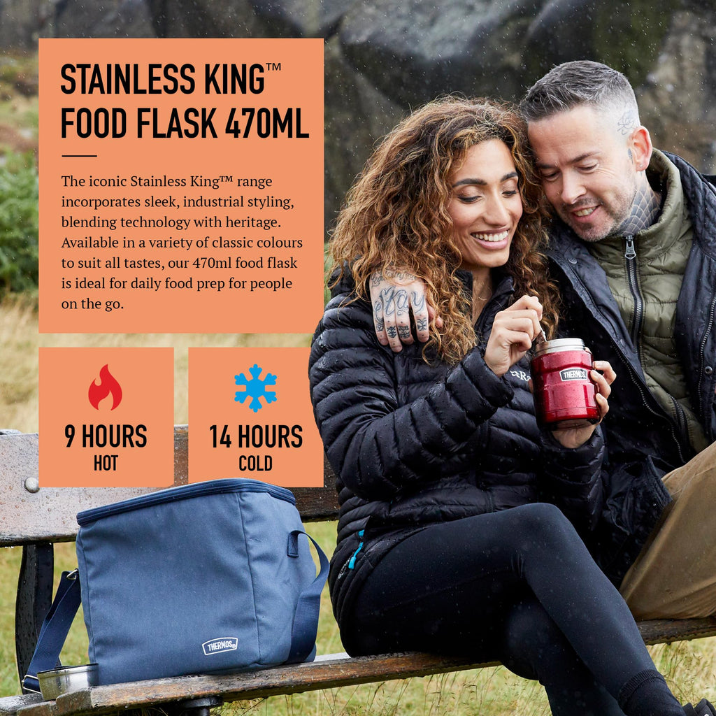 Thermos Stainless King Cranberry Red Food Flask (470ml) 9h Hot | 14h Cold