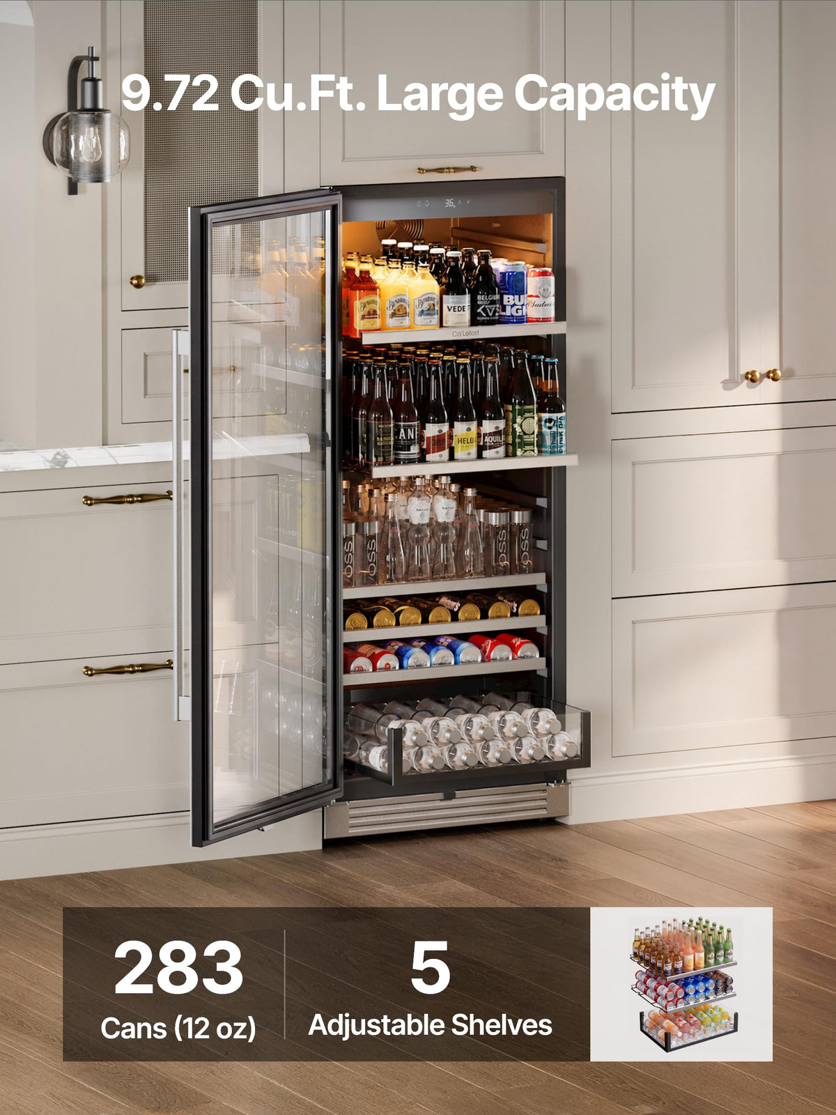 Ca'Lefort 48 Inch Wine & Beverage Refrigerator, 200 Can and 46 Bottle