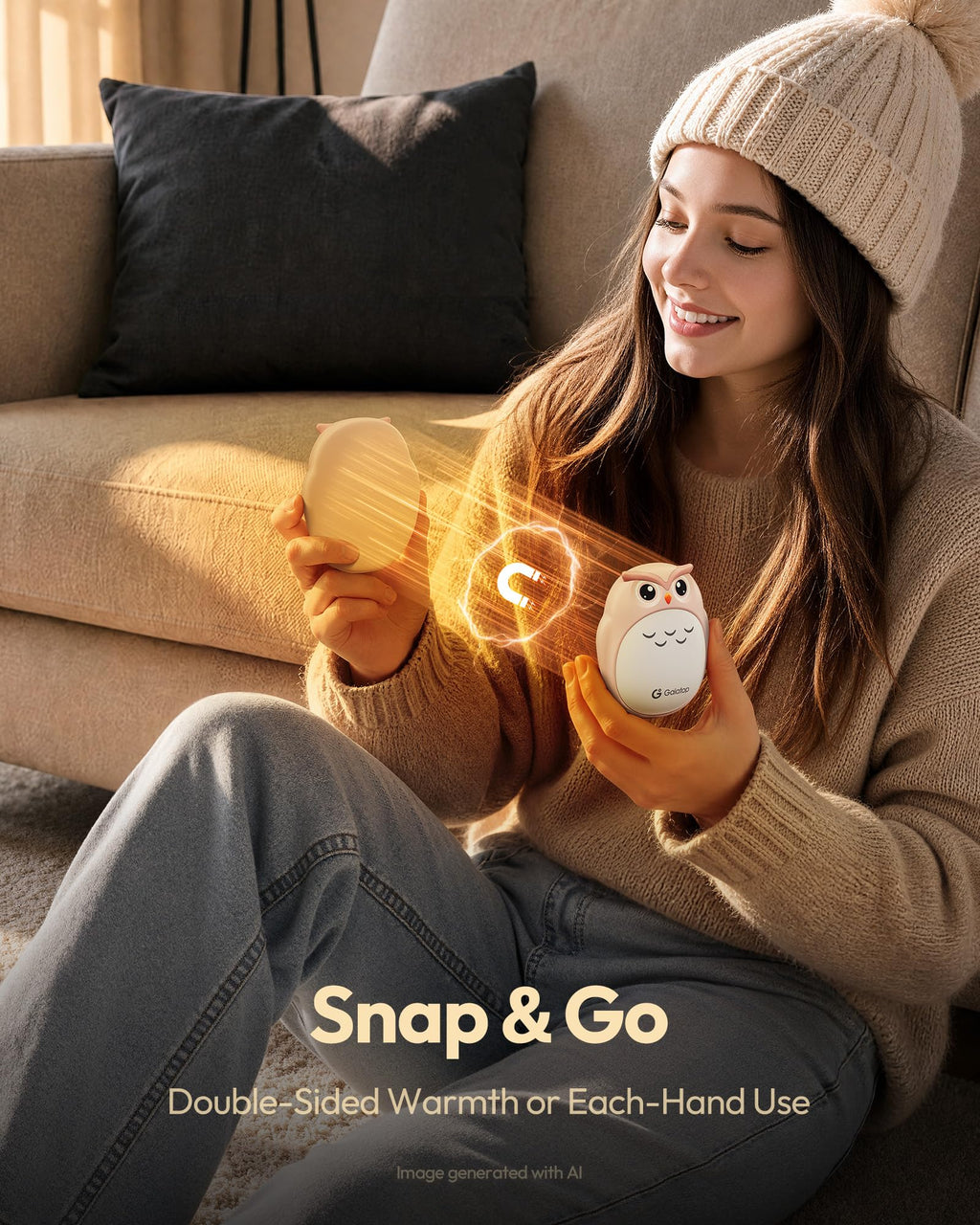 Gaiatop Rechargeable Hand Warmers 2 Pack, Cute Owl Handwarmers