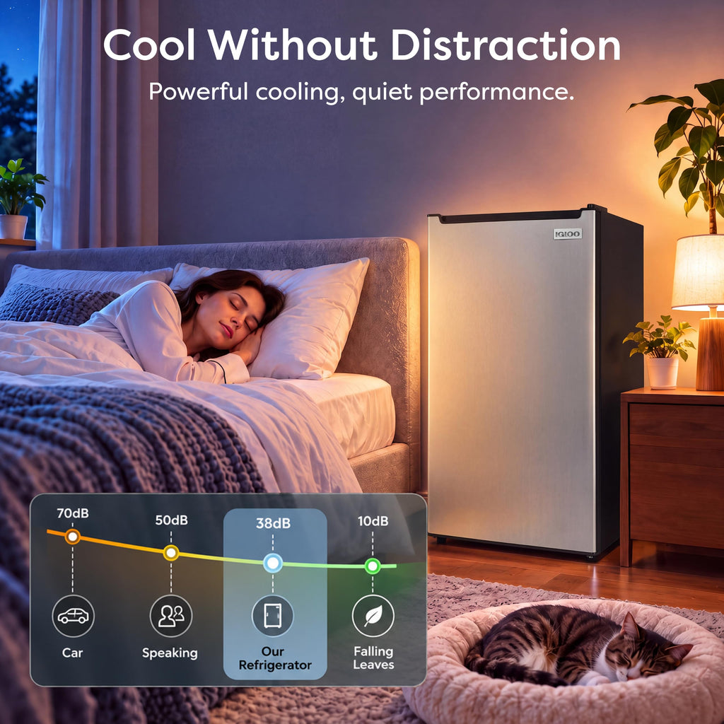 Igloo 2.6 Cu.Ft Mini Fridge with Freezer- Single Door Compact Refrigerator with Glass Shelves for Homes, Dorms & Offices- Keep Snacks, Drinks & Frozen Foods Cool with Temperature Control Fridge- White