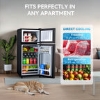 Anypro 4.0 Cu.Ft Fridge with Bottom Freezer, 2 Door Refrigerator with Drawer, 7 Level Temperatures and Adjustable Shelves for Bedroom, Dorm, Office, Apartment, Silver