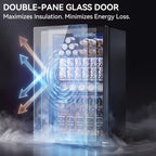 2.5 Cu.Ft Beverage Fridge, Glass Door Mini Fridge, Silver, 96 Can