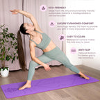Yogii Yoga Mat - Non-Slip 6mm Thick TPE & Travel-friendly Yoga Mat - Perfect for Home & Gym Exercise Fitness & Pilates - With Laser Alignment Guides for Men & Women