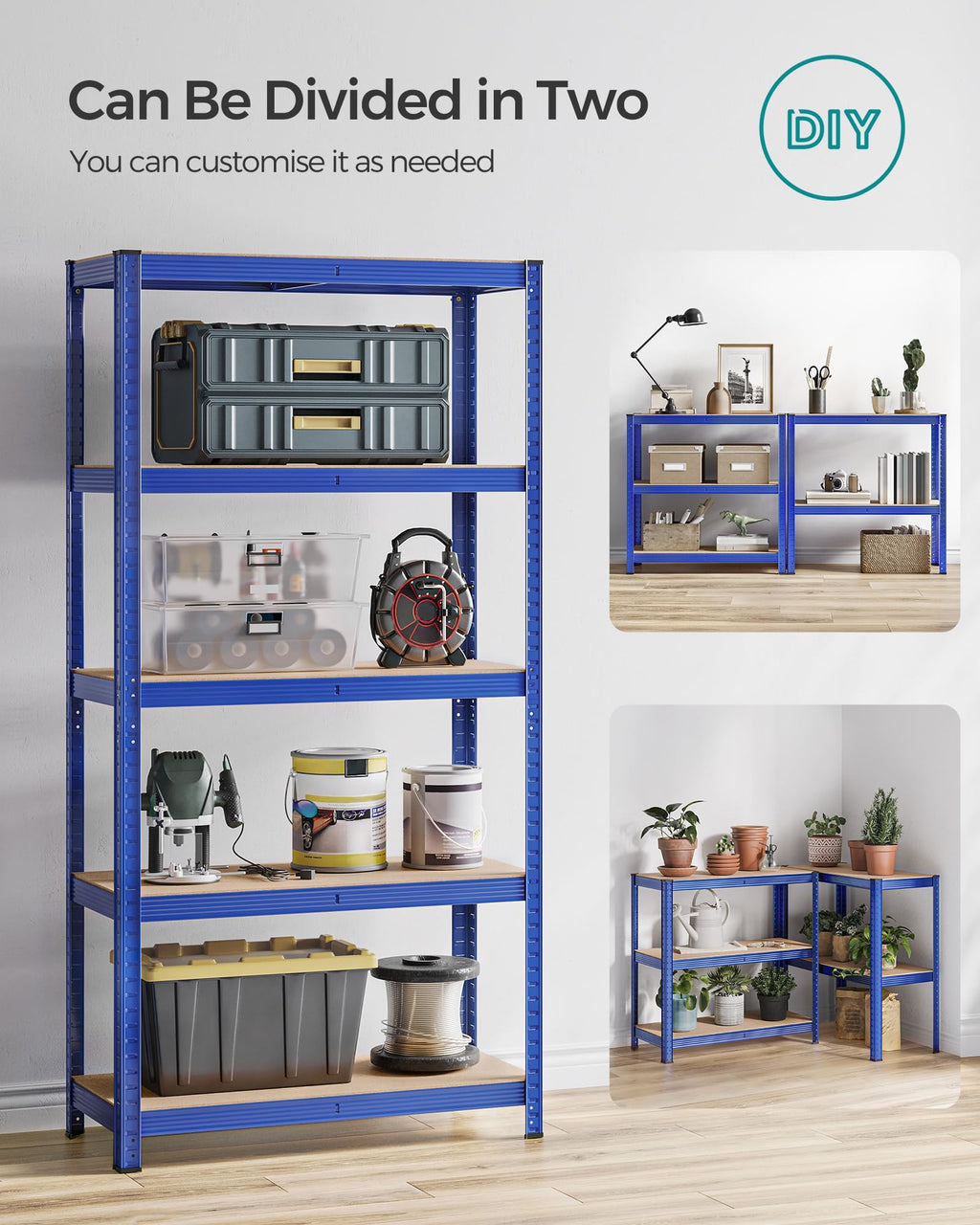 SONGMICS 5-Tier Heavy-Duty Shelving Units, Set of 2, Boltless Assembly