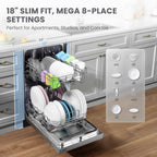 COMFEE' 18 Inch Built-in Dishwasher, Energy Star & NSF, Stainless Steel Tub